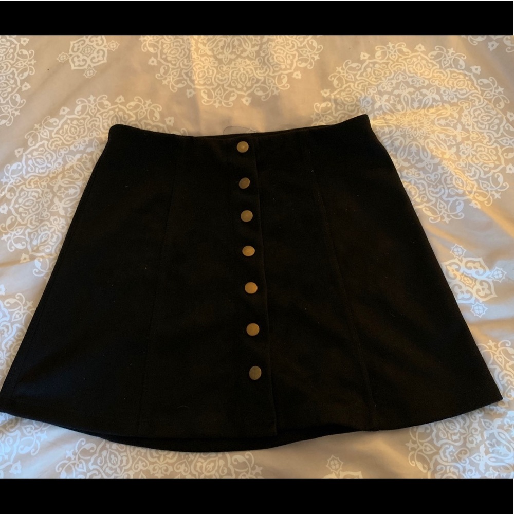 Black Velvet Button Skirt